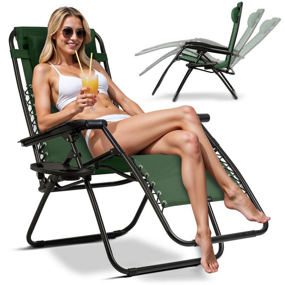 B2X Gartenliege klappbar mit Kissen Set von 2  