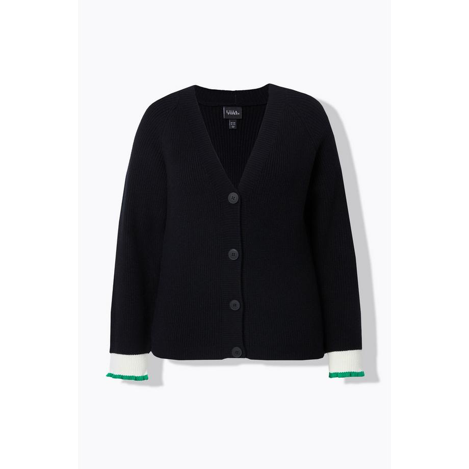 Ulla Popken Cardigan Poignets Fantaisie Col V  