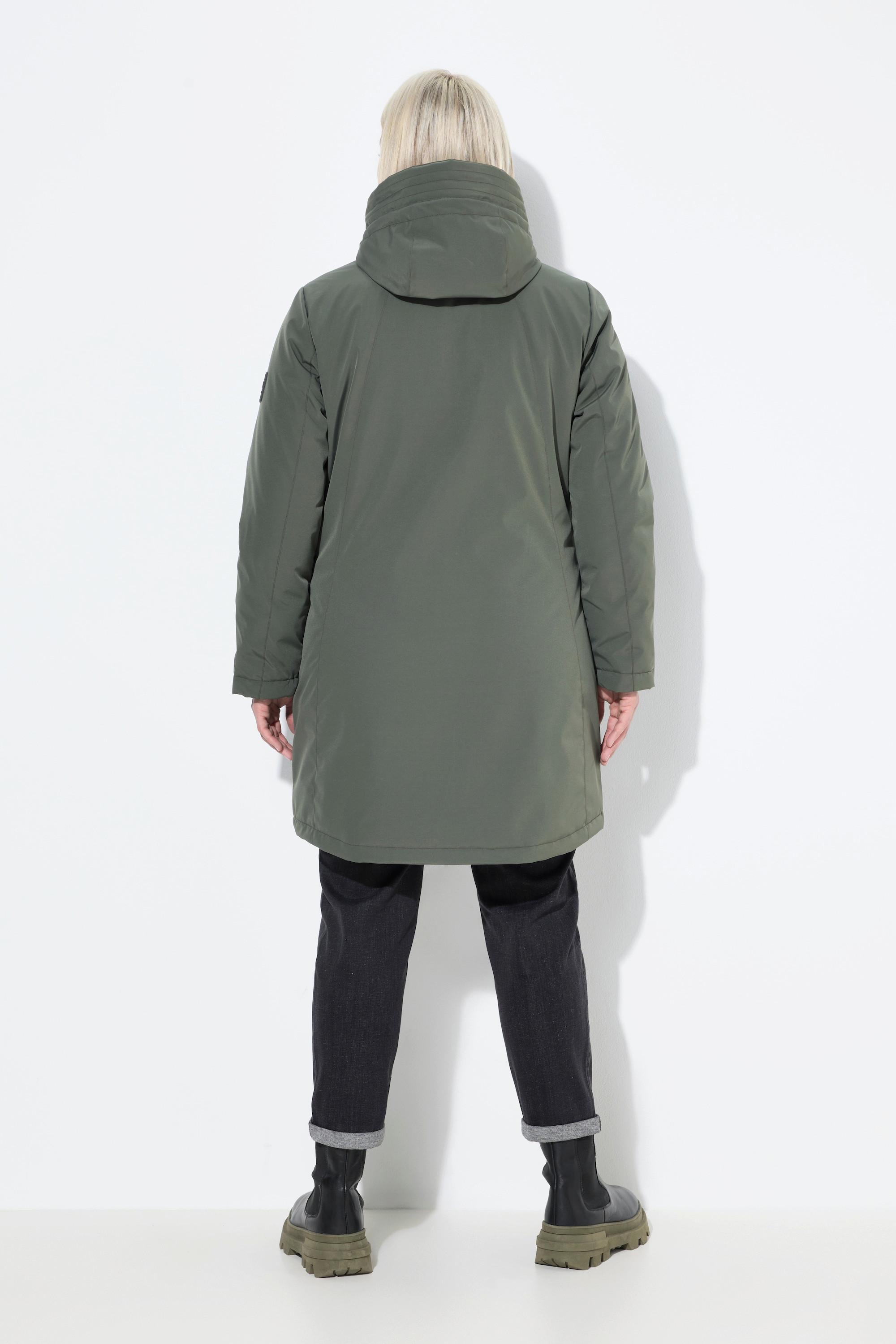 Ulla Popken Cappotto Funzionale Impermeabile con Cappuccio  