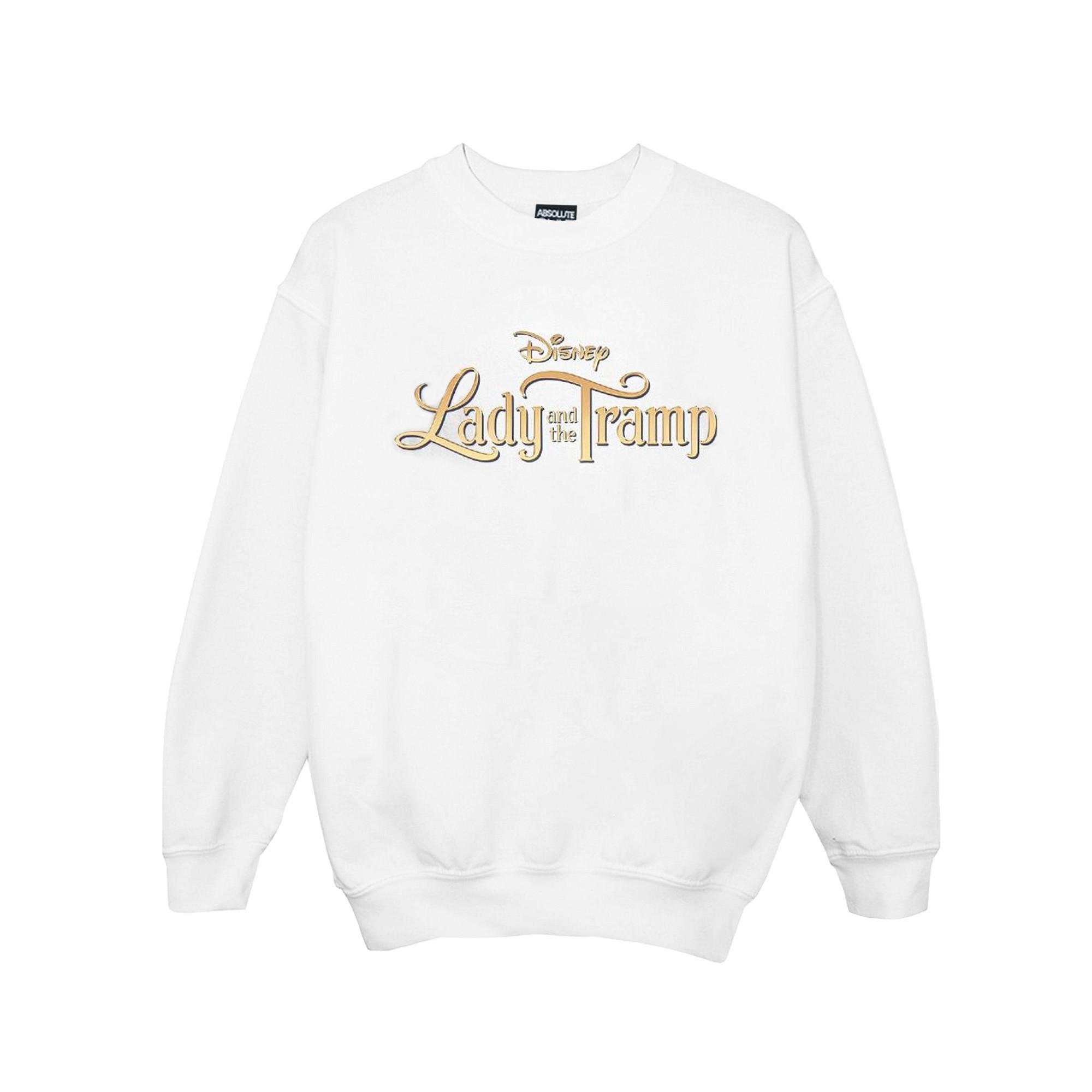 Image of Lady And The Tramp Classic Logo Sweatshirt Unisex Weiss 152-158