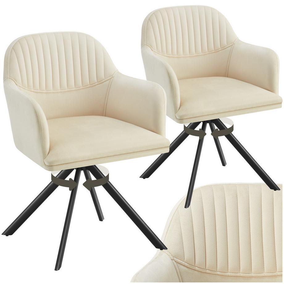 Tectake Samt-Drehstuhl Lona gepolstert mit durchgehender Lehne  