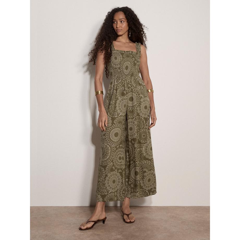 Kaleidoskop-Jumpsuit mit gerafftem, weitem Bein