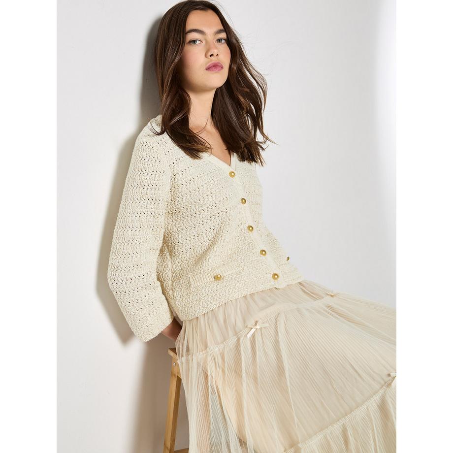 APRICOT Schimmernde Baumwollstrickjacke  