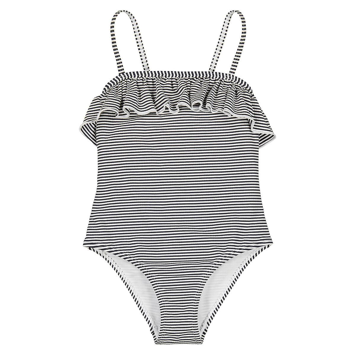 Image of Gestreifter Badeanzug Mit Volant Mädchen Blau 114