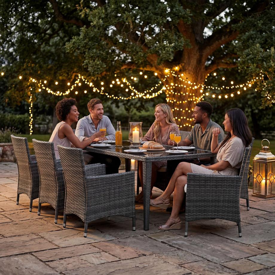 Tectake Aluminium Rattan Sitzgruppe Menorca wetterfest und UV-beständig 2 Bezugssets  