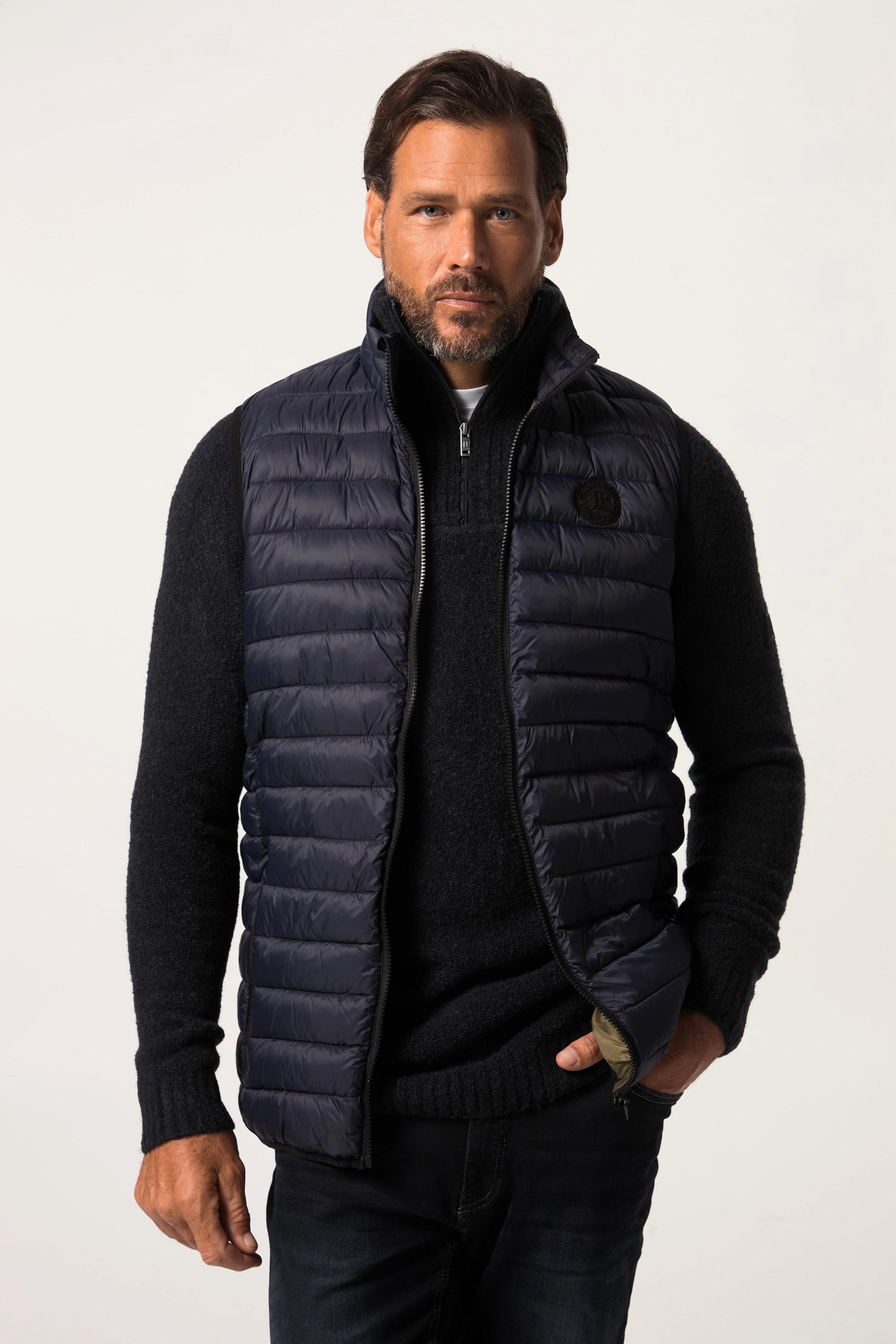 JP1880  Gilet trapuntato con colletto alto e interno di colore contrastante 