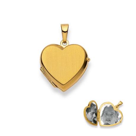 MUAU Schmuck  Pendentif médaillon coeur or jaune 750, 22x17mm 