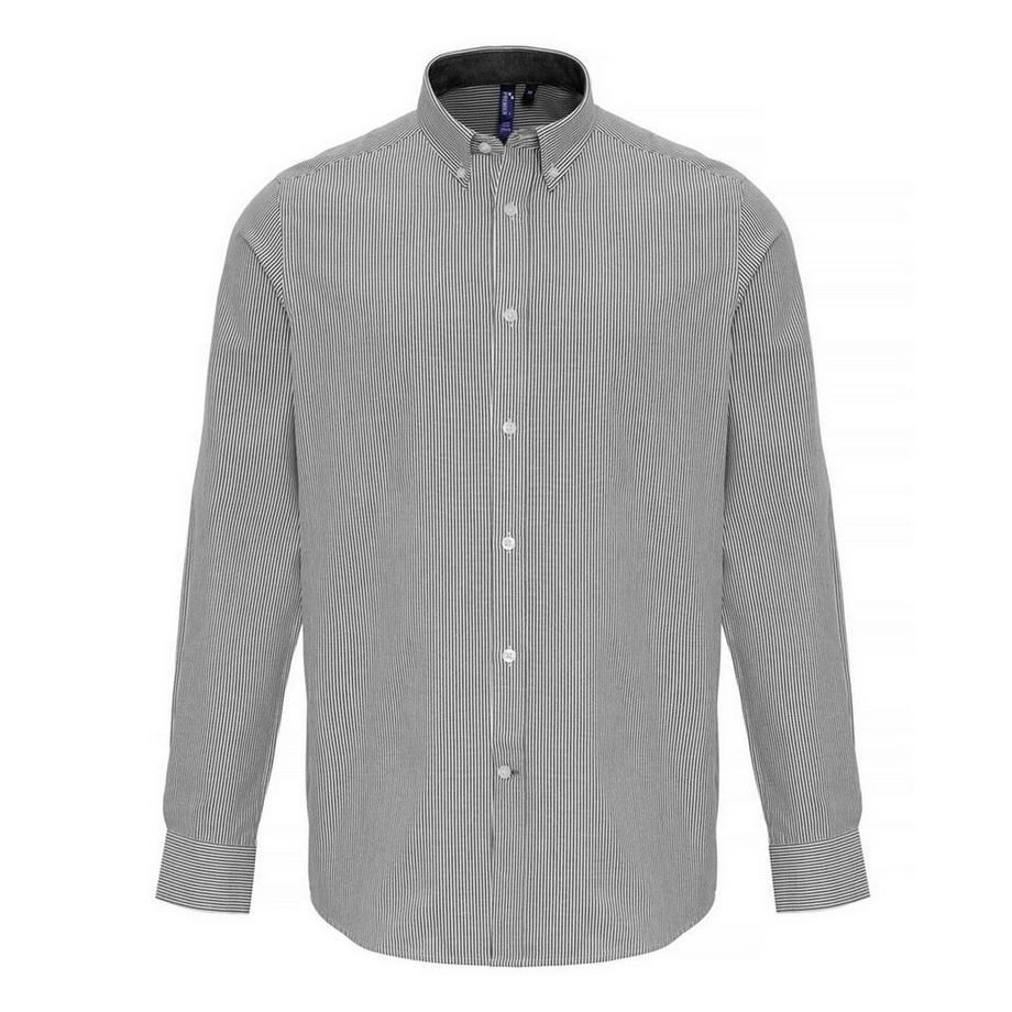 PREMIER Gestreiftes Langarm Button Down Hemd  