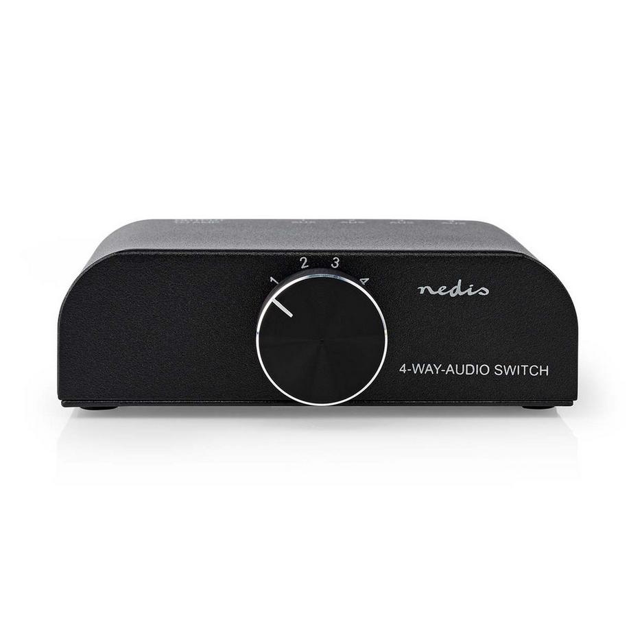 Nedis  Analoger Audio-Umschalter | 4-Port Port(s) | Anschluss Eingang: 1x 3,5 mm Audio Input / 3x (2x RCA Female) | Anschluss Ausgang: 1x (2x RCA Female) | Bedienungsanleitung | Metall | Anthrazit 