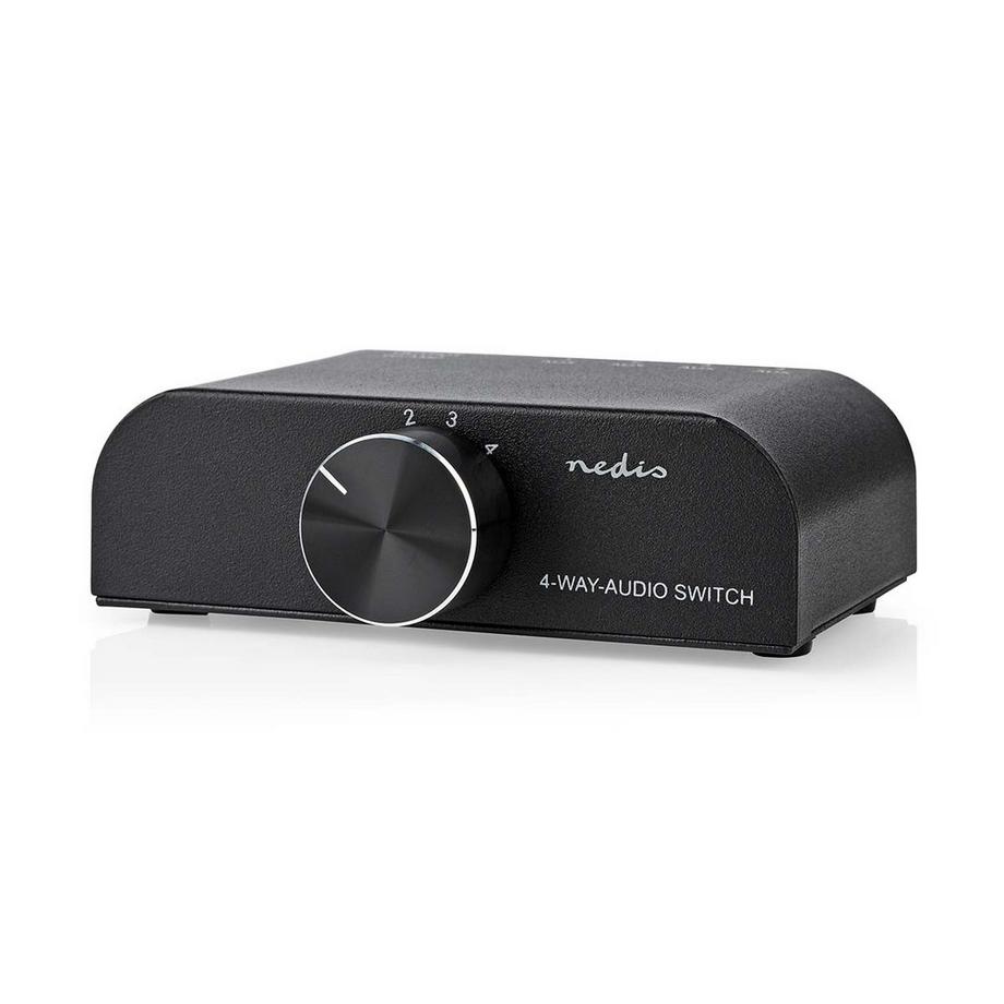 Nedis  Analoger Audio-Umschalter | 4-Port Port(s) | Anschluss Eingang: 1x 3,5 mm Audio Input / 3x (2x RCA Female) | Anschluss Ausgang: 1x (2x RCA Female) | Bedienungsanleitung | Metall | Anthrazit 