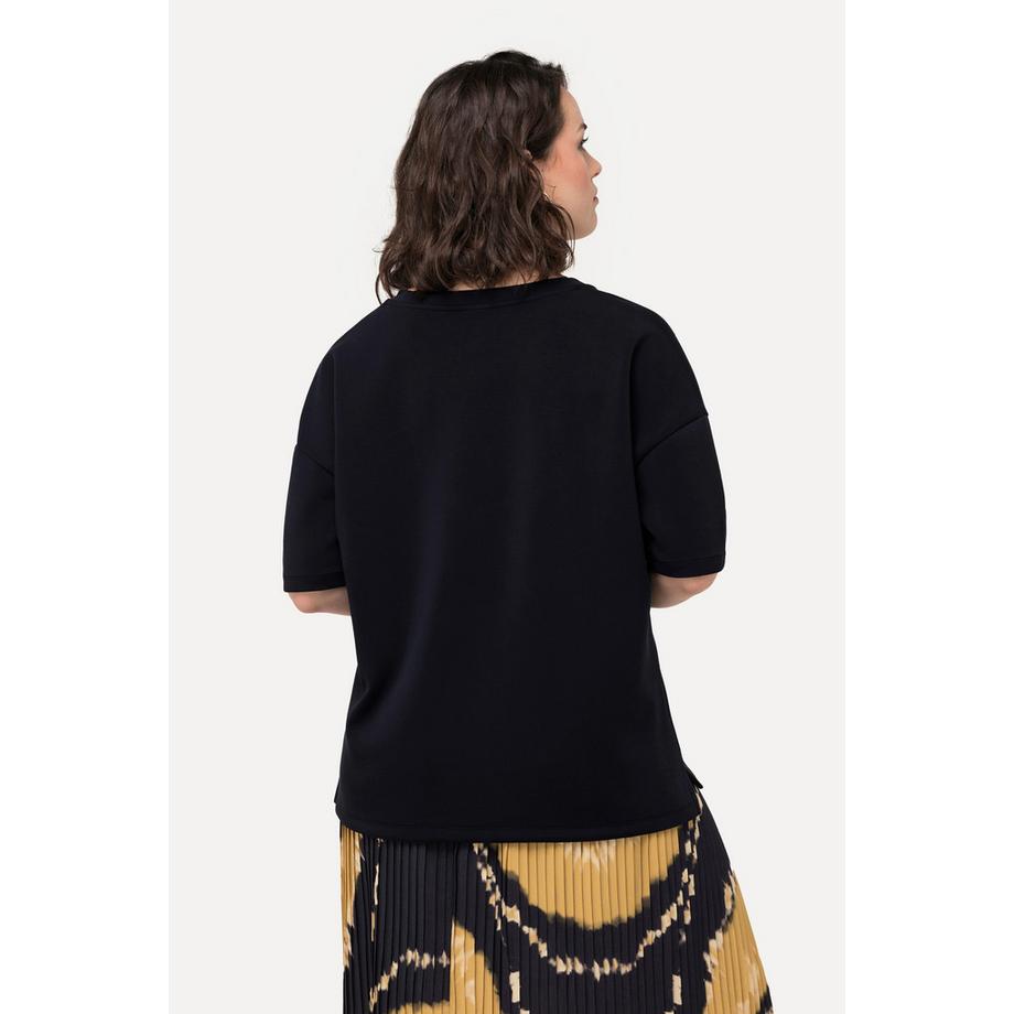 Ulla Popken Sweat-shirt doux Oversized Col V Manches Courtes  