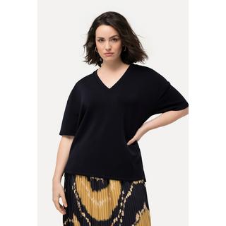 Ulla Popken  Felpa morbida dal taglio oversize con scollo a V e mezze maniche 