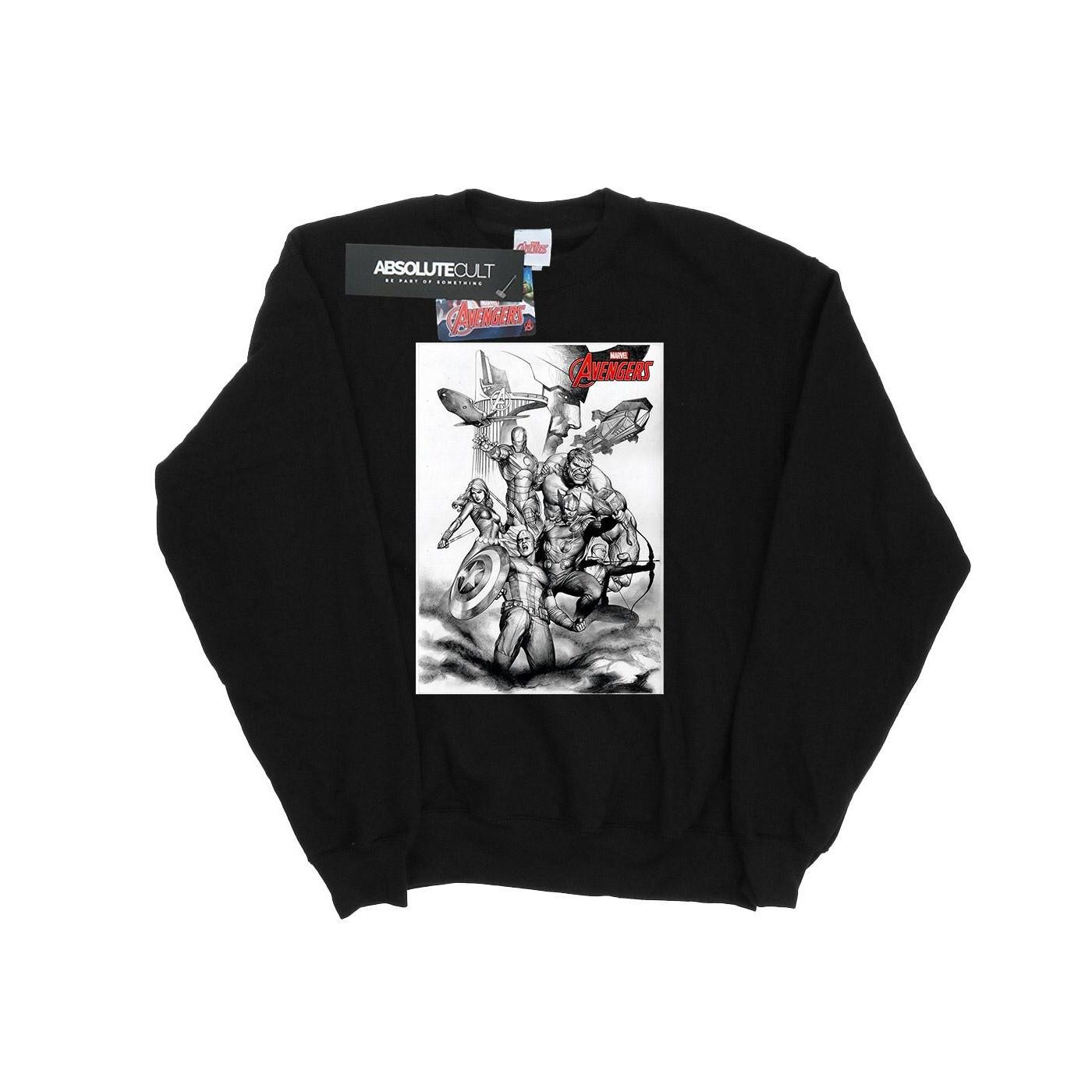 Image of Avengers Assemble Team Sketch Sweatshirt Jungen Schwarz 128