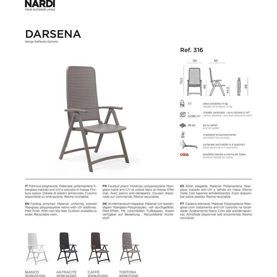 NARDI outdoor Chaise de jardin Darsena marron  