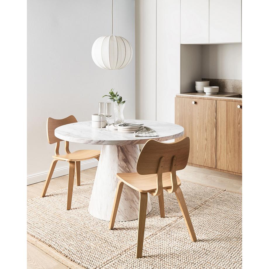 Beliani Esszimmerstuhl 2er Set aus Gummibaumholz Retro DIANA  