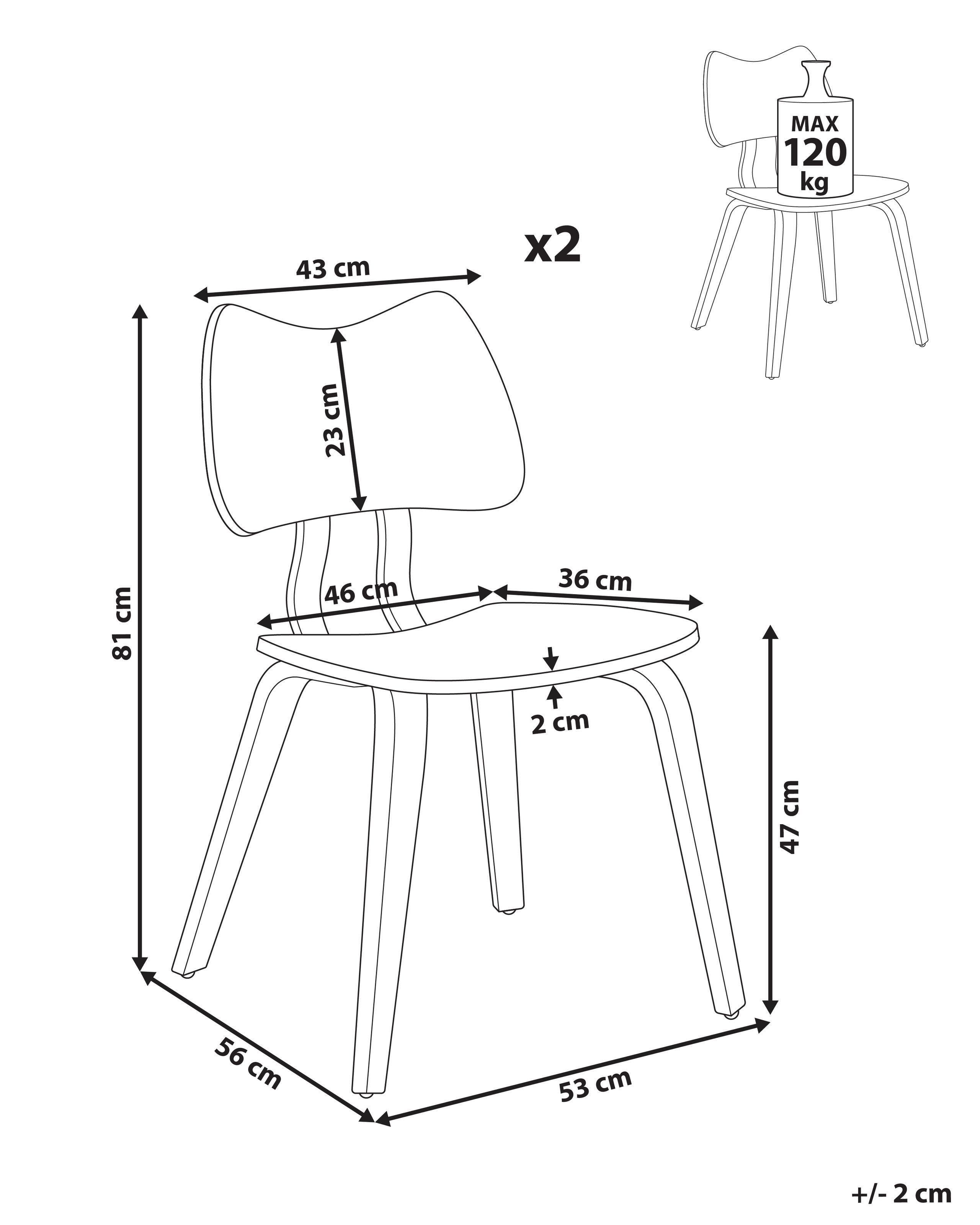 Beliani Set di 2 sedie da pranzo en Legno di caucciù Retrò DIANA  