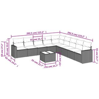 VidaXL Ensemble de canapés de jardin rotin synthétique  