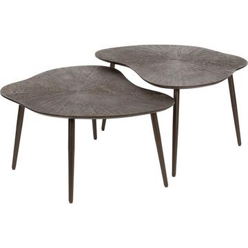 Tavolino Brown Ray leaf bronzo marrone (set di 2)