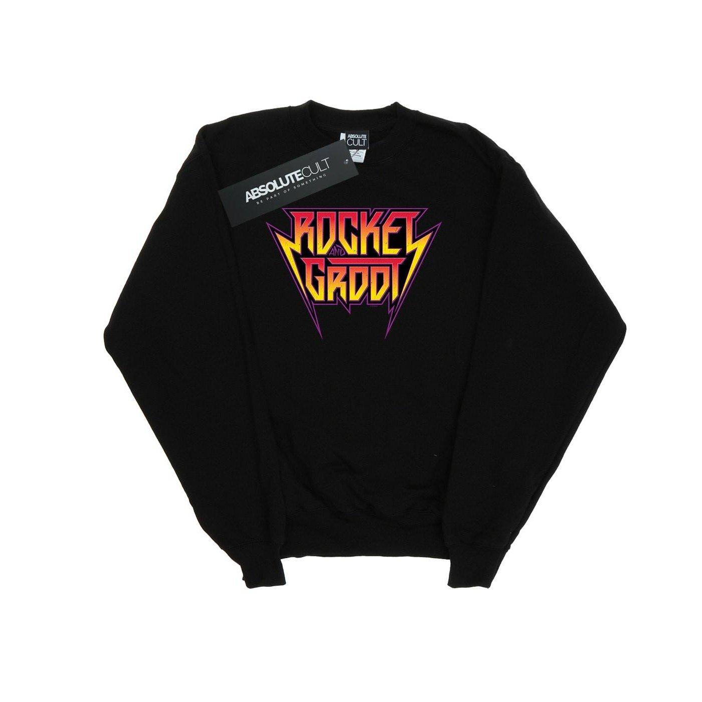 Image of Guardians Of The Galaxy Vol. 2 Rocket And Groot Metal Logo Sweatshirt Unisex Schwarz 140/146