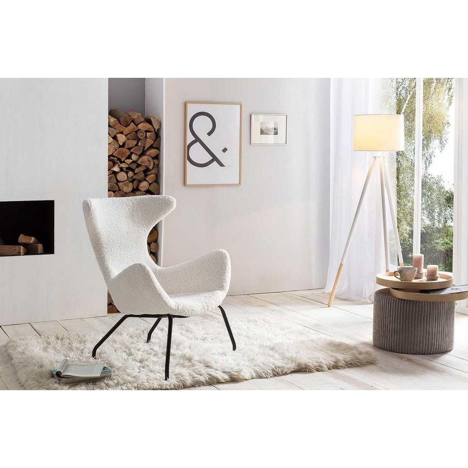 mutoni Fauteuil relax en fourrure de nounours blanc  