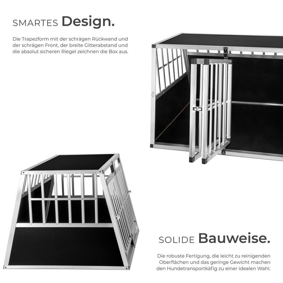 Tectake  Hundetransportbox doppel  mit schräger Rückwand aus Aluminium, robust und pflegeleicht 