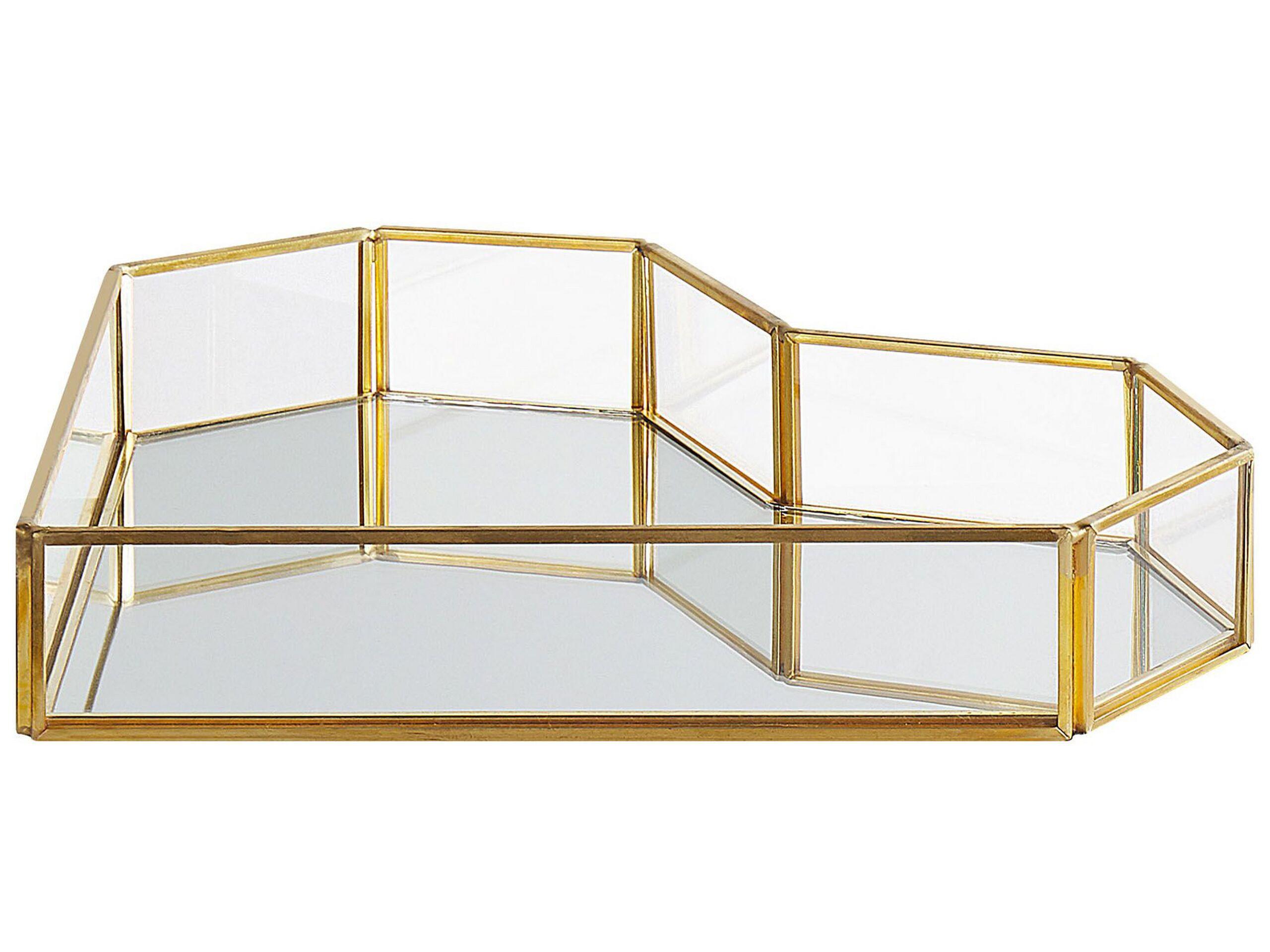 Image of Tablett Aus Glas Modern Pontivy Unisex Gelbgold