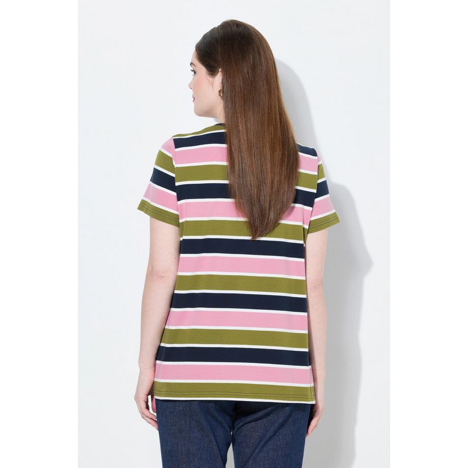 Ulla Popken Ringel Rundhals Halbarm T-Shirt  