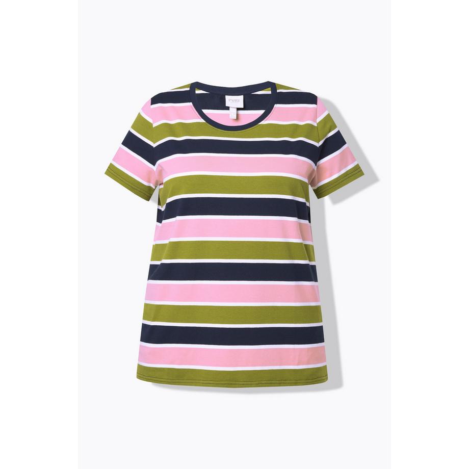 Ulla Popken Ringel Rundhals Halbarm T-Shirt  