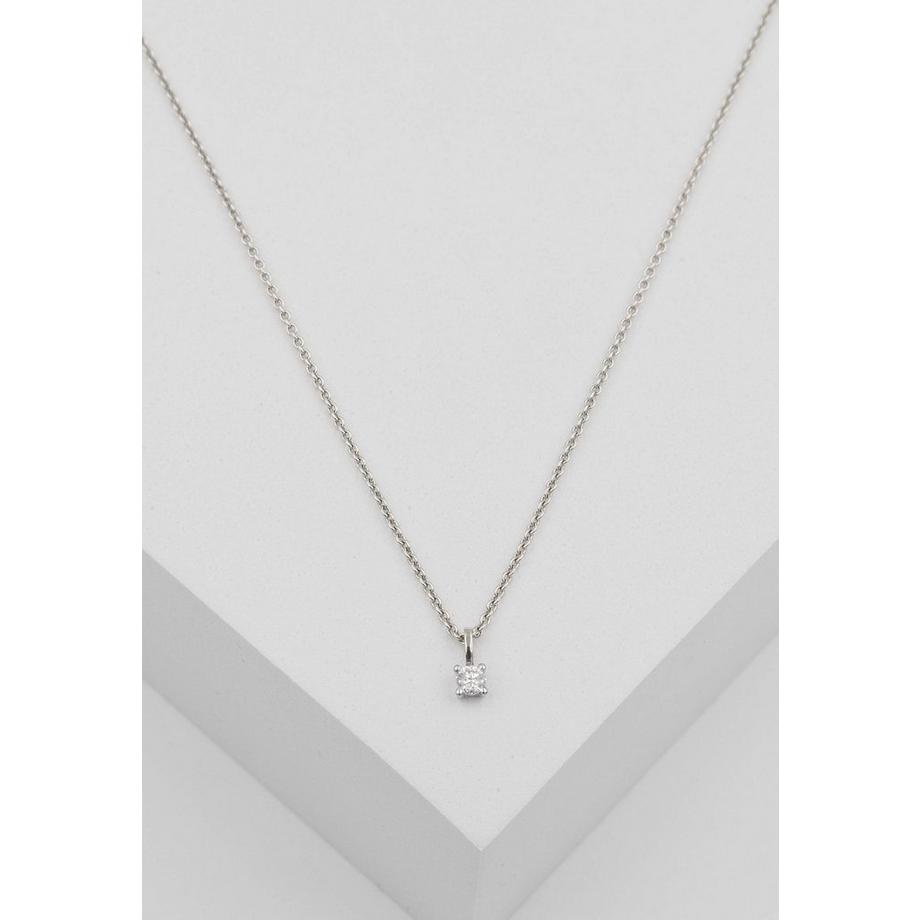 MUAU Schmuck  Solitär Anhänger 4-Griff-Fassung Weissgold 750 Diamant 0.10ct. 7x4mm 