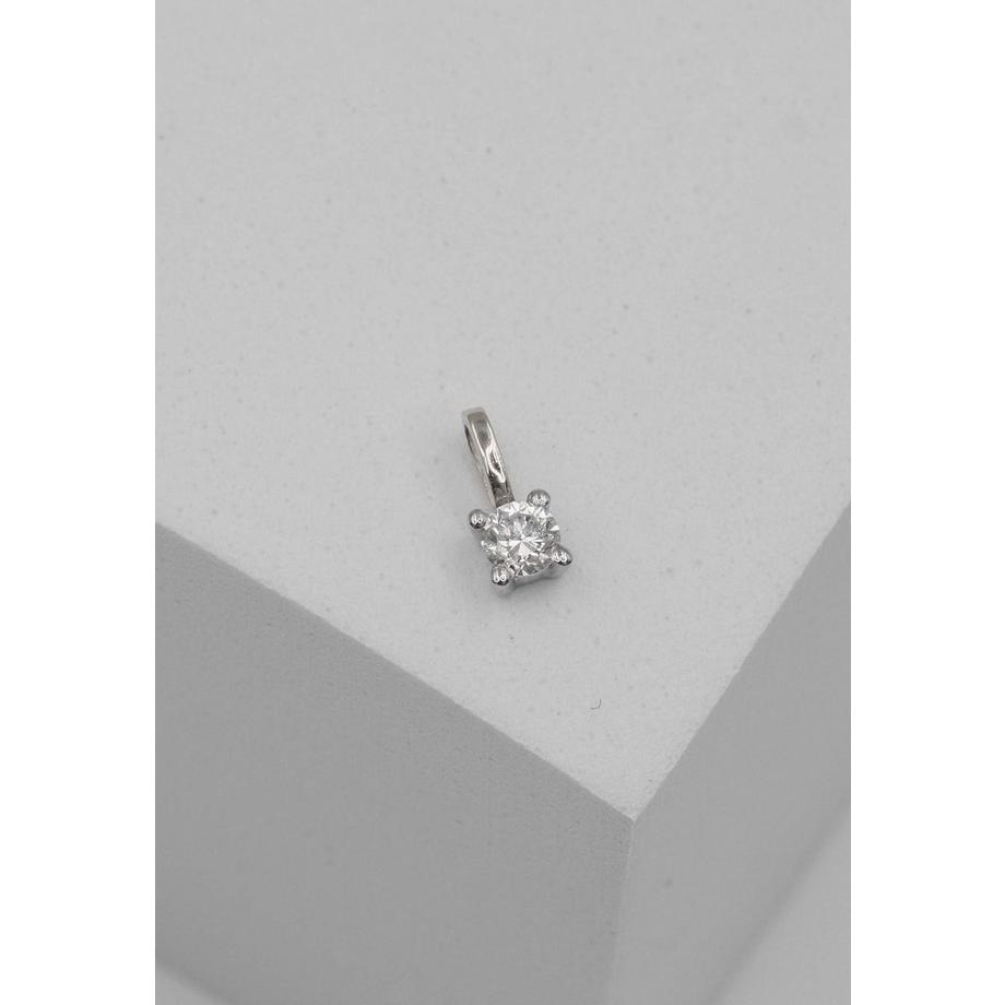 MUAU Schmuck  Solitär Anhänger 4-Griff-Fassung Weissgold 750 Diamant 0.10ct. 7x4mm 