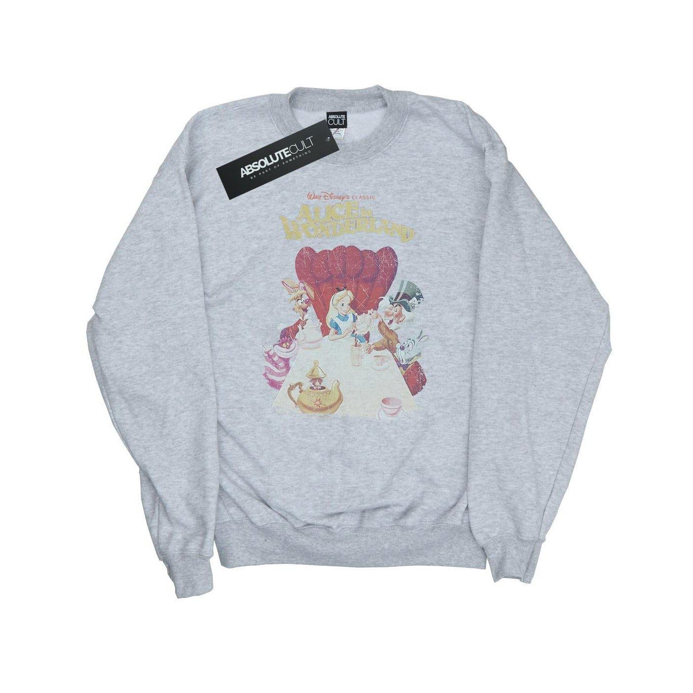 Image of Alice In Wonderland Retro Poster Sweatshirt Herren Grau XL