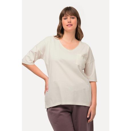 Ulla Popken  T-shirt d'intérieur oversize à col rond et manches courtes, bords roulottés 