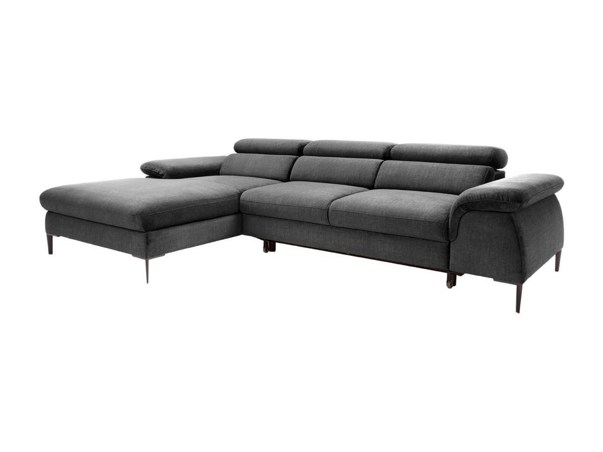 PASCAL MORABITO Ecksofa mit Schlaffunktion - Ecke links - Samt - Anthrazit - SEPINA  