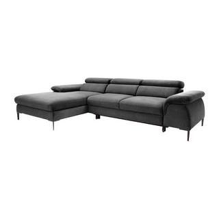 PASCAL MORABITO Ecksofa mit Schlaffunktion - Ecke links - Samt - Anthrazit - SEPINA  