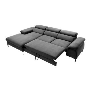 PASCAL MORABITO Ecksofa mit Schlaffunktion - Ecke links - Samt - Anthrazit - SEPINA  