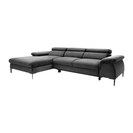 PASCAL MORABITO Ecksofa mit Schlaffunktion - Ecke links - Samt - Anthrazit - SEPINA  