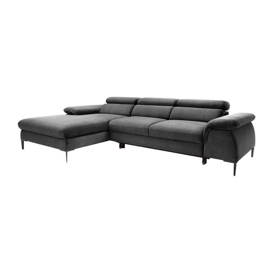 Ecksofa mit Schlaffunktion - Ecke links - Samt - Anthrazit - SEPINA