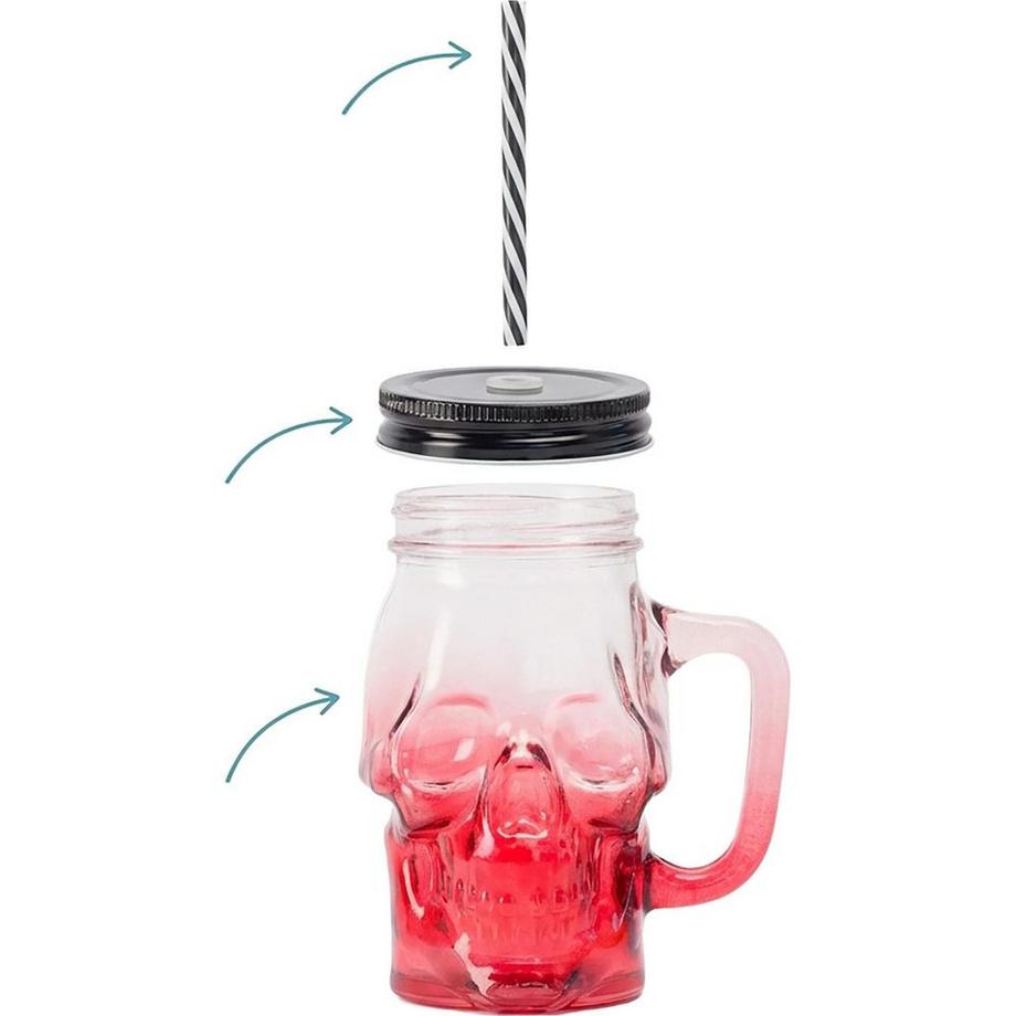 Totenkopf-Gläser mit Henkel, 4 Stück