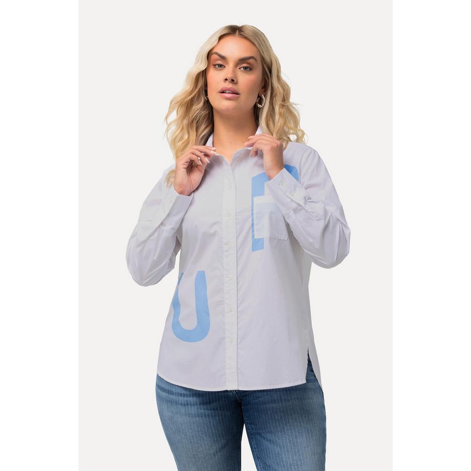 Ulla Popken Hemdbluse Buchstaben Langarm  