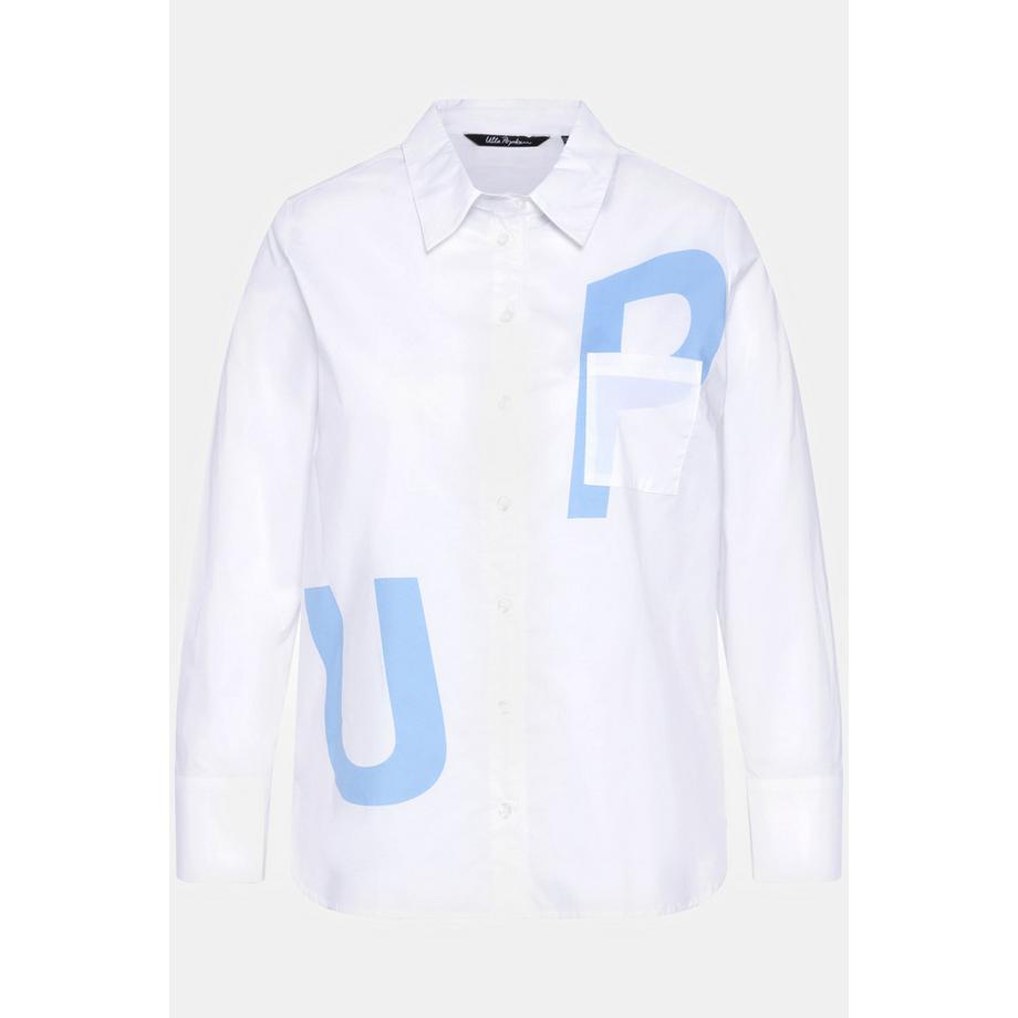 Ulla Popken Hemdbluse Buchstaben Langarm  