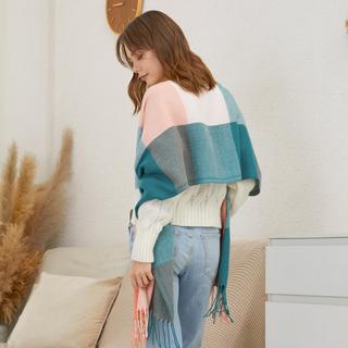 Only-bags.store Karierter quadratischer Schal mit Fransen  