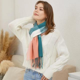 Only-bags.store Karierter quadratischer Schal mit Fransen  