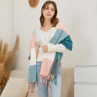 Only-bags.store Karierter quadratischer Schal mit Fransen  