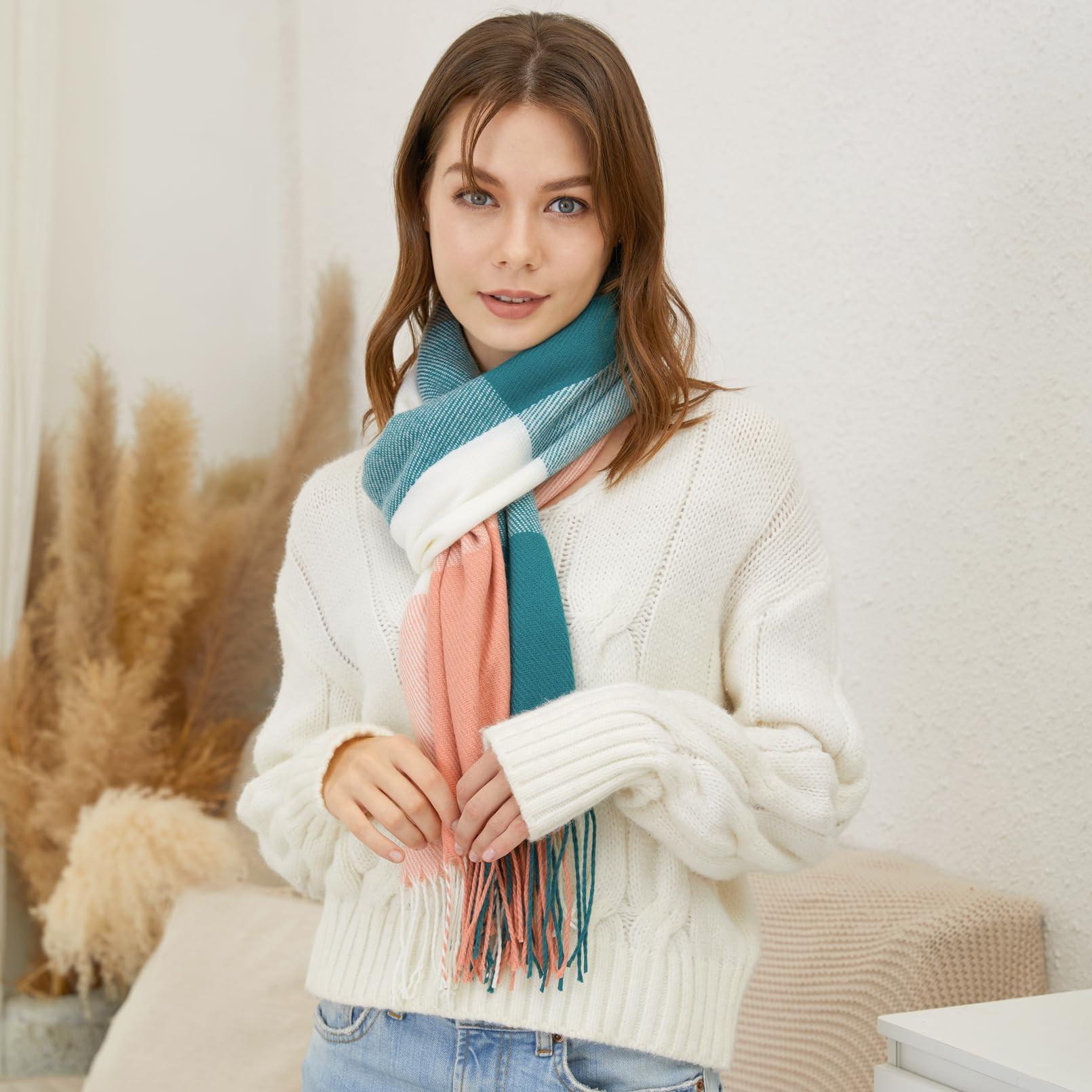 Only-bags.store Karierter quadratischer Schal mit Fransen  