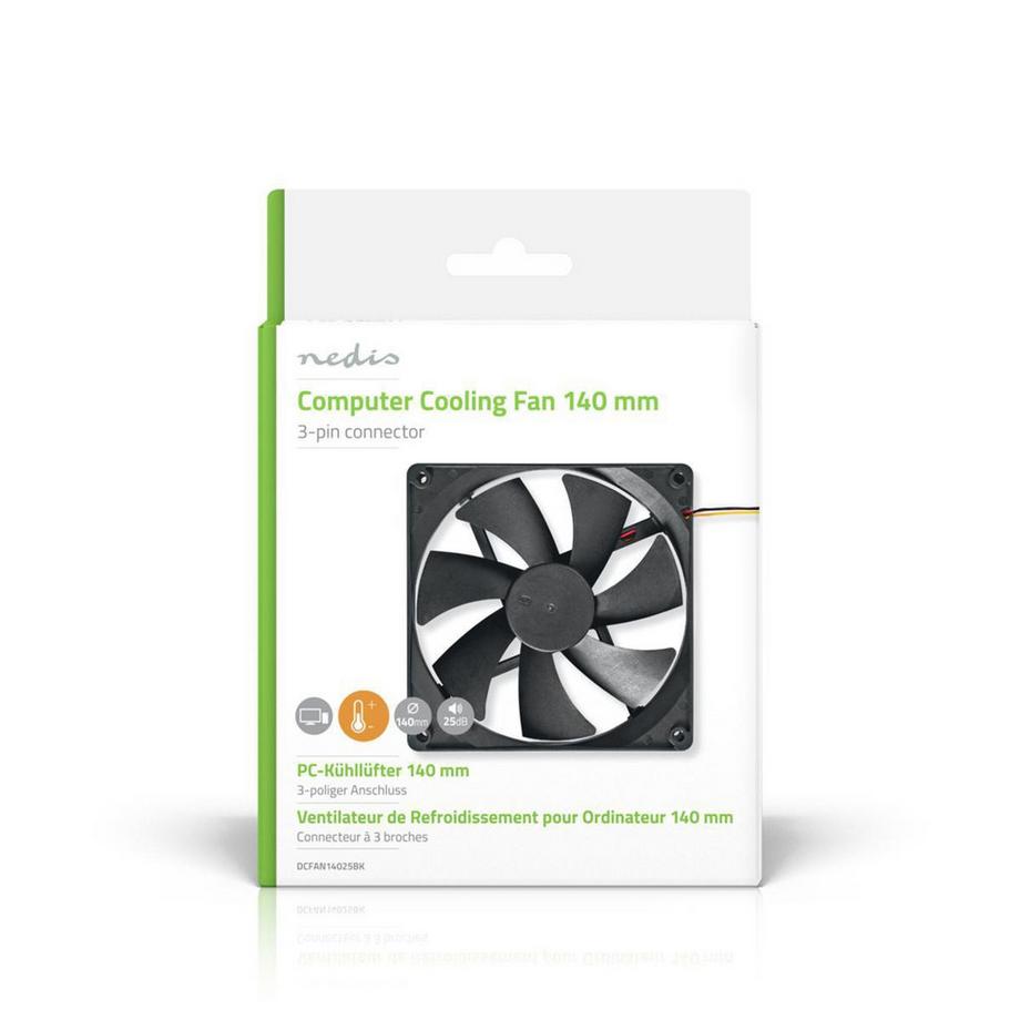 Nedis  Ventilateur DC | DC | Taille du ventilateur : 140 mm | 3-Pin | 24.9 dBA | Noir 