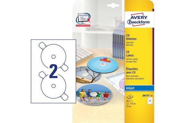 Avery-Zweckform AVERY ZWECKFORM CD-Etiketten SuperSize 117mm, 50 Stk./25 Bl.  