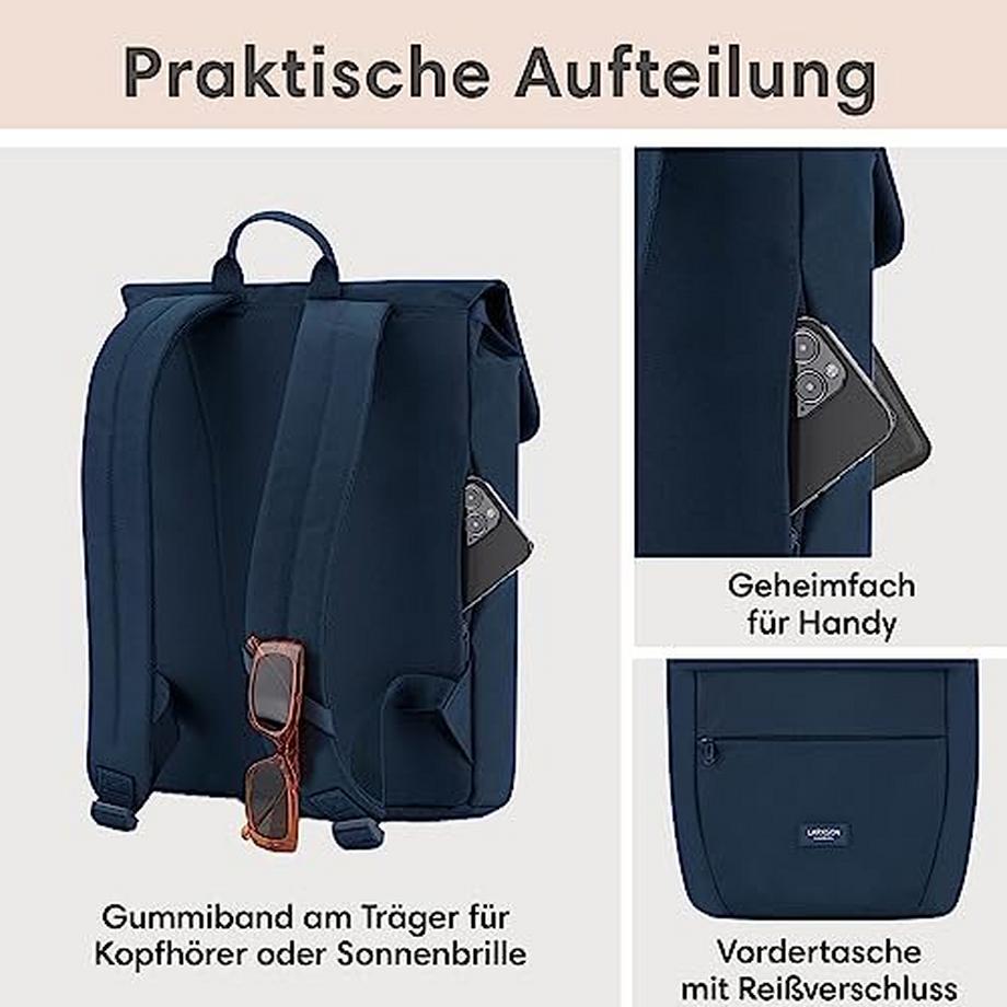 Only-bags.store Ronja Kleiner Blauer Tagesrucksack mit Laptopfach 10L  