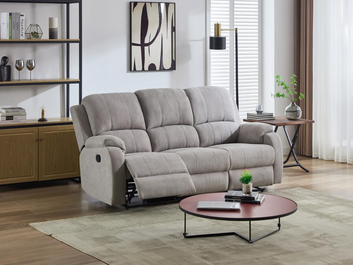 Vente-unique Relaxsofa 3-Sitzer - Mikrofaser - Hellgrau - BRODY  