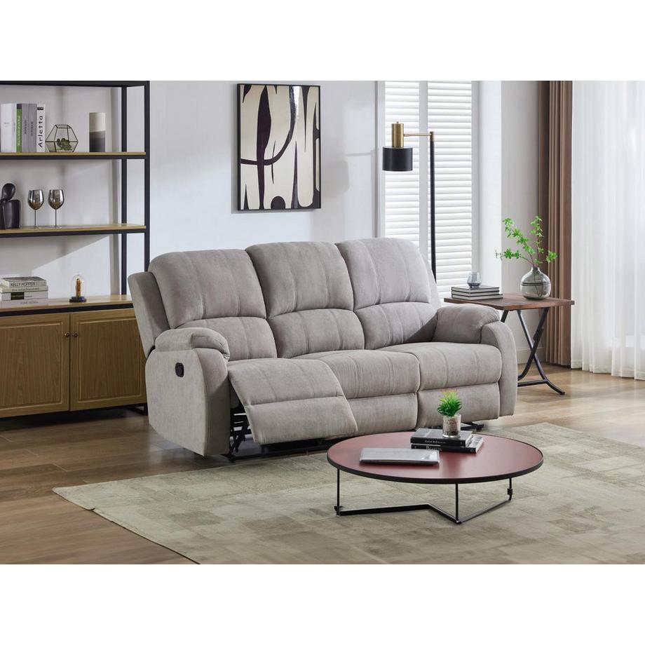 Vente-unique Canapé 3 places relax en microfibre gris clair BRODY  