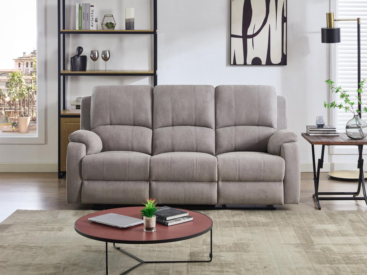 Vente-unique Relaxsofa 3-Sitzer - Mikrofaser - Hellgrau - BRODY  